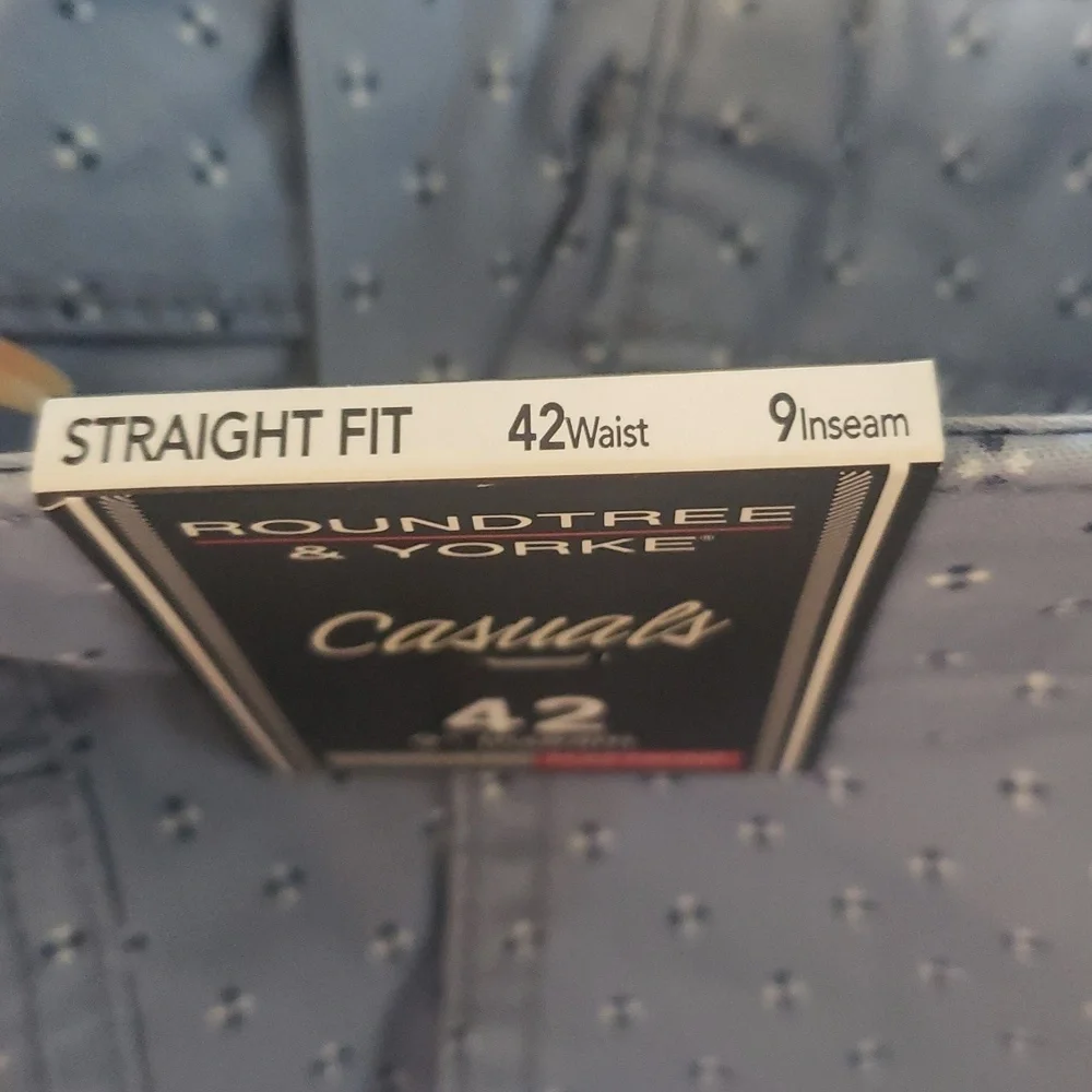 Preppy Mens 42 Straight Fit Stretch Blue Flat Front Travel Golf Cruise Shorts